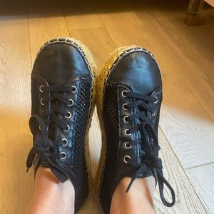 Black leather sneakers